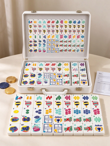 Juego de Mahjong Americano de Una Sola Capa, Blanco, 160 Fichas, Acrílico de Lujo, Portátil, para Entretenimiento - Product Image 6