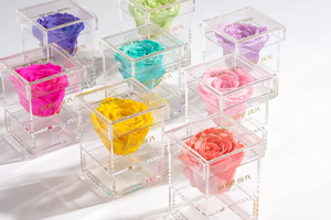Duy nhất Acrylic Rose Box với ngăn kéo nhựa bảo quản hoa hiển thị đứng - Product Image 3