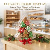 Boîte de rangement pour biscuits en forme de sapin de Noël en plastique PET écologique jetable, impression personnalisable, couleur personnalisée, OEM/ODM