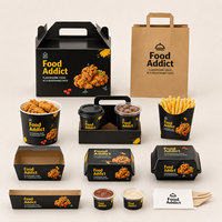Boîtes en carton personnalisées pour emballages de restauration rapide, pliables, pour frites, poulet, hamburgers, à emporter, avec logo imprimé