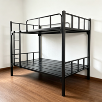 Cadre de lit portable moderne en acier avec finition en métal noir pour chambre à coucher, hôtel, école ou appartement