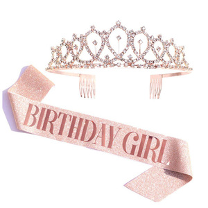 Serre-tête de princesse en or rose incrusté de diamants, style européen et américain, pour anniversaire, fête et cérémonie – Grande Vente - Product Image 6
