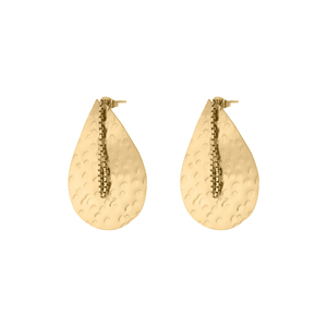 Pendientes colgantes de cadena en cascada, pendientes de lágrima de oro martillado con textura texturizada, joyería moderna llamativa para mujer - Product Image 1