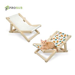 Prosub Custom Logo Sublimate Cat Leinen bett Faltbare Liege Massivholz Katzen sofa Schlafs tuhl Verstellbares Sublimations-Haustier bett - Product Image 1