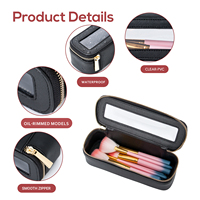 Étui à pinceaux de maquillage professionnel personnalisé KONCAI en cuir PU avec fenêtre transparente, anti-poussière, pour les voyages