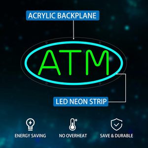 ATM neon wall decor Neon light bank decoration LED <b>signs</b> for room Dimmable neon light sign ATM Neon Sign ATM Service Sign - Product Image 2