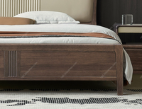 Lit double en cuir et velours de style chinois de la série Muyun avec fonction massage, ensemble de chambre à coucher pour appartement et hôtel