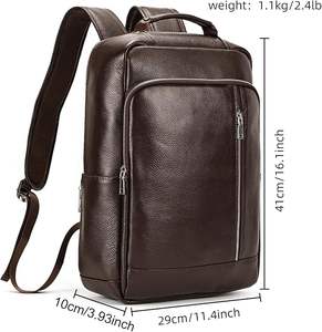 Mochila de Cuero Genuino para Hombre, Estilo Vintage, Resistente, para Viajes, Negocios, Casual, Deportes, Estudiantes, con Cierre para Laptop - Product Image 2