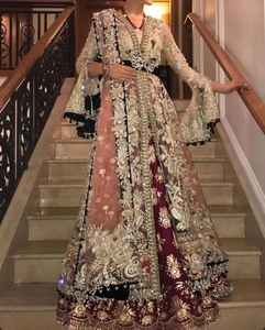 Royal <b>Wedding</b> Lehenga with Long <b>Jacket</b> | Designer Indian & Pakistani Bridal Dress with Zardozi Embroidery - Product Image 3