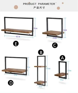 Combinação madeira maciça parede flutuante prateleira conjunto de 5 diferente moderno componente DIY decorativo rústico quadrado flutuante prateleira de parede