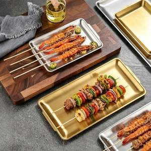 Plateaux de service modernes en acier inoxydable, plateaux rectangulaires dorés pour barbecue, sushi, restaurant, cuisine, service de nourriture - Product Image 3