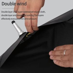 Parapluie de golf VIP haut de gamme à double couche avec long manche, design classique, logo imprimé, emballage professionnel amélioré, lot de 2 pièces - Product Image 3