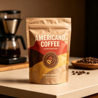 Sachet de café en papier kraft écologique de qualité alimentaire avec logo personnalisé et fermeture éclair refermable pour grains de café torréfiés