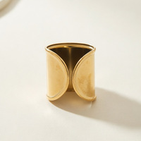 18K Gold Türkis Breiter Bandring Edelstahl Offener Vintage Leichter Luxus Statement-Schmuck Geschenk für Frauen