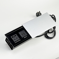 Boîte de prise de courant de bureau universelle en alliage d'aluminium, usage industriel et hospitalier, ouverture coulissante, port USB, courant nominal 10A, dissimulée pour la maison