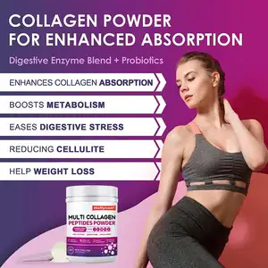 OEM Hydrolyzed Collagen Peptides With Vitamin C Hyaluronic Acid Grass-Fed Non-GMO Multi Collagen Peptides Powder