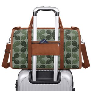 Bolsa de viaje plegable personalizada, bolsa de fin de semana de arte tropical personalizada, bolsas de lona grandes de coco Hawaiano con cremallera - Product Image 3