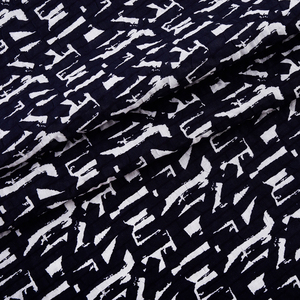 Bán Buôn Tùy Chỉnh Màu Đen Hình Học Muối Shrank Nhăn Nhăn Dệt Thoáng Khí 100% Cotton In Vải Cho Ăn Mặc Và Túi Xách - Product Image 5