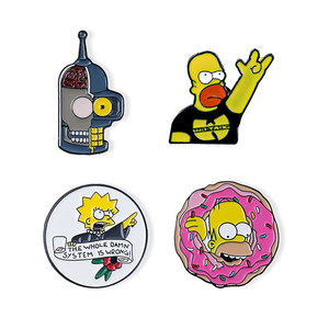 Épingles à revers en émail moulé sous pression, personnalisées, en acier inoxydable, motif animé mignon, série <span class=keywords><strong>Simpson</strong></span>, rigides et souples, originales, vente en gros - Product Image 1