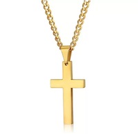 Collier pendentif croix et flèche plaqué or 18 carats poli miroir, style hip-hop chrétien, pour hommes et femmes, idéal pour les cadeaux de fête - Vente en gros