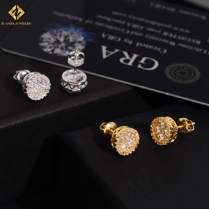 Pendientes de Plata de Ley 925 con Diamantes Cultivados en Laboratorio HPHT, Estilo Hip Hop de Lujo, Chapados en Oro, para Niños, Bodas y Fiestas - Product Image 3