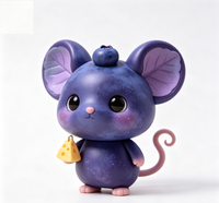 Figurine de souris bleu-bleuets Kawaii personnalisée OEM, en PVC et ABS moulé par injection, mignon rat violet avec boîte mystère de collection, jouet pour cadeau