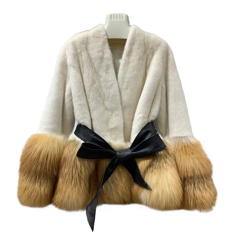 Nova Vinda Inverno Luxo Wholeskin Fur Coat Casaco De Pele De Vison Curto com Pele De Raposa
