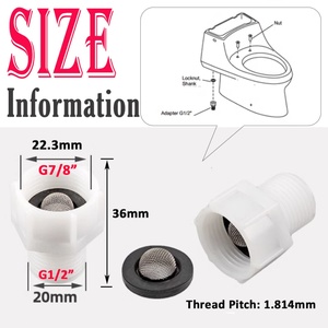 Raccord de tuyau de bidet en plastique ABS de 7/8 po à 1/2 po, adaptateur de vanne de remplissage de toilette pour connexion au réservoir de bidet - Product Image 2