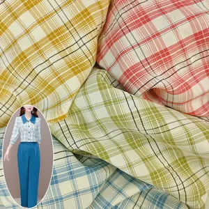 Woven Polyester Fabric TR Yarn Dyed Fabric Garment 63% Polyester 37% Rayon Plaid Shirts Dress Fabric