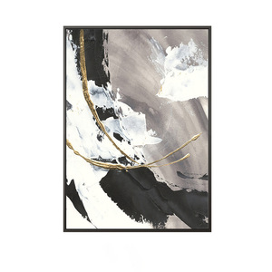 Pintura al óleo abstracta moderna blanca y negra grande personalizada textura lienzo minimalista pintado a mano decoración digital para el hogar tipo impreso - Product Image 1