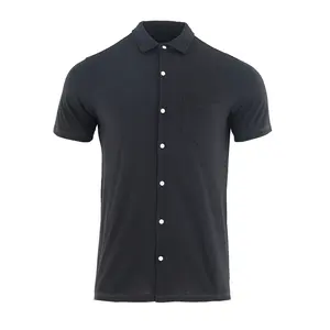 Best Sell High Quality Slim Fit Button Up Men Short Sleeve Merino Wool POLO Shirt