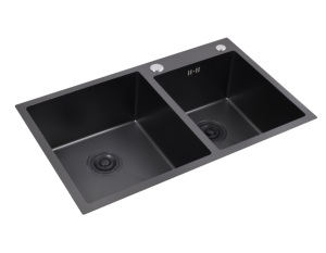 Évier double 780x480mm + Kit de vidange double 110mm |   AW-7848B 201 SS Undermount, 3 couleurs PVD, OEM - Product Image 3