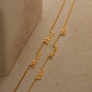 Custom Three Name Necklace 18K <strong>Gold</strong> Rose <strong>Gold</strong> Plating Letter Pendant Necklace Waterproof 304 316 Stainless Steel Tarnish Free