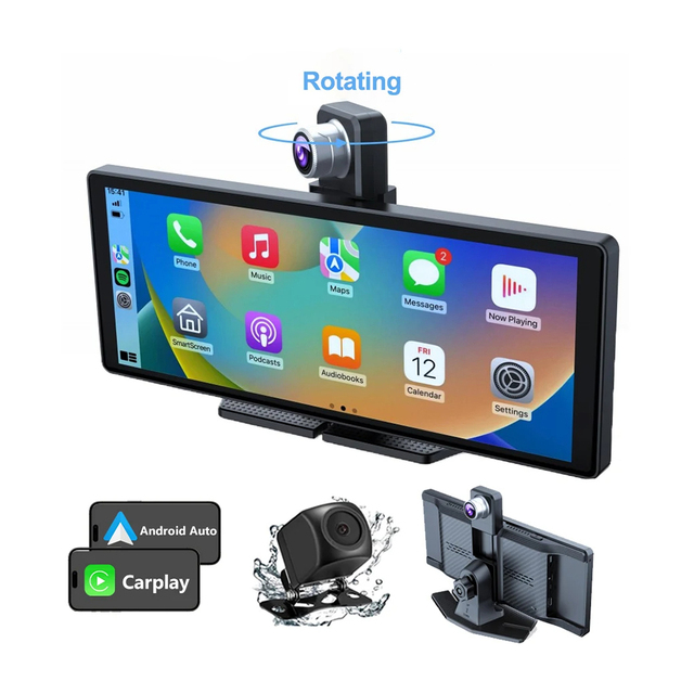 Hot 10.26" Wireless Carplay Android Auto Dual Lens 4K +1080P Dashboard Camera WIFI AHD Support AUX Dash Cam Stereo Function TV