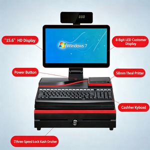 15.6" all in one pos system touch screen Cash Register machine cahsier Terminal <b>Printer</b> <b>Scanner</b> NFC reader Supermarket checkout - Product Image 2