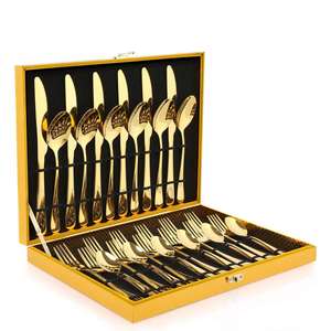 Ensemble de couverts minimalistes écologiques en acier inoxydable pour mariage et fête, couteau, fourchette, cuillère, vaisselle, compatible lave-vaisselle - Product Image 1