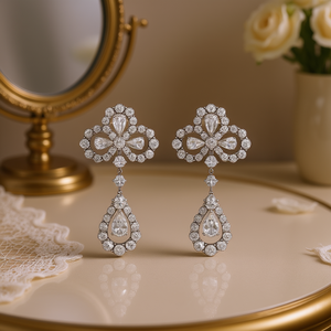 Boucles d'oreilles en or blanc avec diamants taille poire, couleur D naturelle, certifiées GIA, bijoux classiques pour femmes, pour mariage - Product Image 2