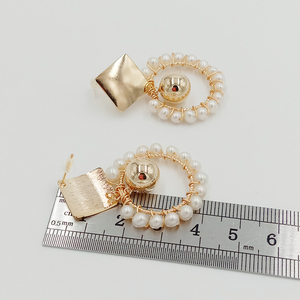 Chất lượng cao bông tai ngọc trai, 100% THIÊN NHIÊN NGỌC TRAI NƯỚC NGỌT, độ bóng cao gần tròn, lớn vòng tròn làm bằng tay - Product Image 3