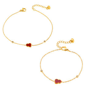 Ensemble collier, bracelet et boucles d'oreilles en acier titane, avec pendentif gourde rouge plaqué or 18 carats, chaîne de clavicule et chaîne de cheville, résistant au ternissement - Product Image 6