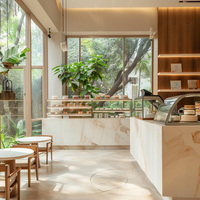 Comptoir de café personnalisé de luxe, kiosque de bar à café moderne, design de mobilier complet pour boutique, solutions d'aménagement intérieur, conception clé en main