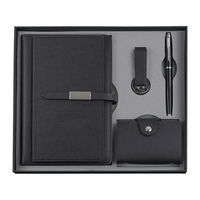 Coffret Cadeau d'Affaires 4 en 1 Personnalisable, Carnet A5 en Cuir PU, Stylo, Clé USB et Porte-Cartes de Luxe