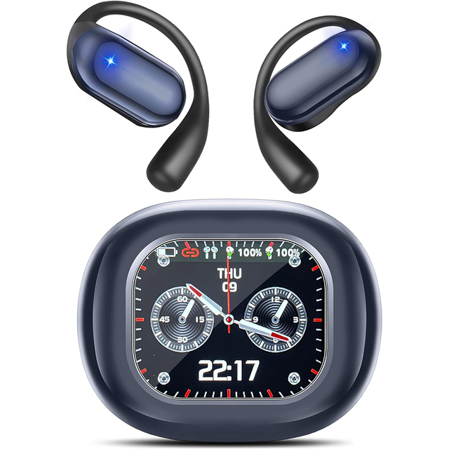 New AI APP Translate Function ANC Wireless Open Ear Mini Earphones Touchscreen Battery Display TWS Earbuds with LCD Touch Screen