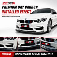 Diffuseur avant en fibre de carbone véritable ZESON style V pour BMW M3 F80 M4 F82 F83 Competition Pack 2014-2018