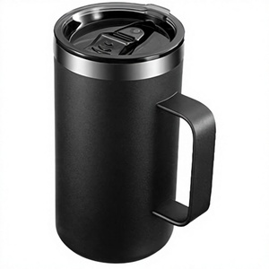 Mug à café isotherme en acier inoxydable à double paroi de 600 ml (20 oz) avec poignée, personnalisable avec logo, pour bière, camping, portable - Product Image 4