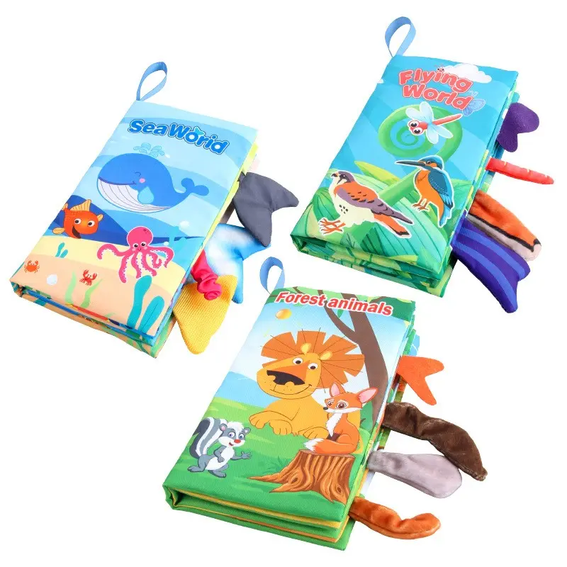 Ocean Farm Jungle Tail Animals Story Book Baby Soft Fabric Cloth Book For Baby Toy