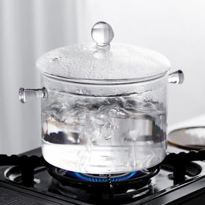 Marmites de cuisine transparentes à double oreille de grande taille, marmite de cuisine en verre borosilicate - Product Image 2