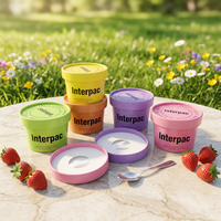 Gobelet à glace Interpac Gelato 4oz 8oz, écologique, à paroi simple, en papier enduit de PE avec couvercle, emballage pour biscuits, sucre, desserts de fête