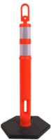 Colonne d'avertissement en caoutchouc de poteau de délinéateur de PE rouge et blanc avec la base pour la sécurité de signe de stationnement de circulation routière faite de plastique