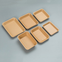Bandeja de Papel Kraft Desechable para Barbacoa, Caja Comercial para Hamburguesas y Papas Fritas, Plato de Papel Biodegradable para Pollo Frito y Hot Dogs, Apto para Microondas