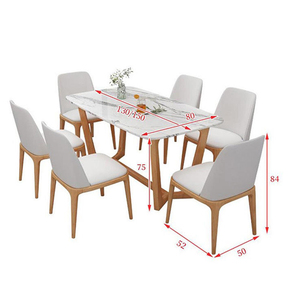 Yemek Odası Restoran Masası Kayrak Üst Tabla ve Ahşap Ayaklı Sıcak Fırsat Fiyatı Mükemmel Ceviz Modern Mermer 6 Kişilik Yemek Masası - Product Image 6